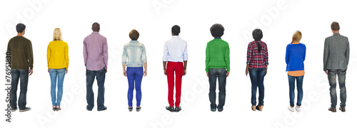 Multiethnic Group People Standing Rear View Concept