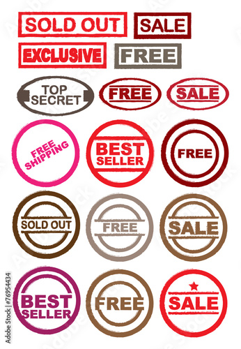Collection of Rubber Stamp Ink and seals for Retail Business