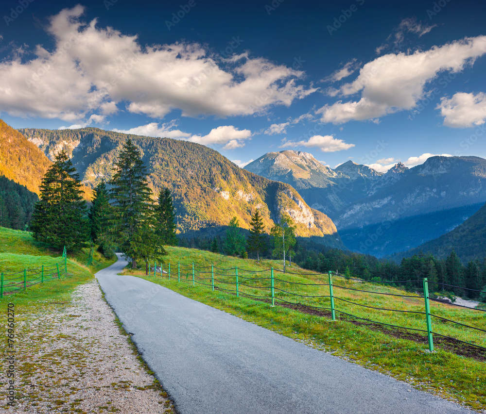 Colorful summer morning in the Triglav national park