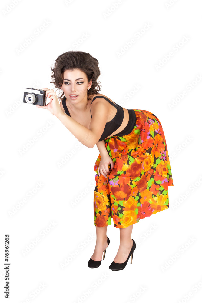 sexy woman with camera isolated on white background sexy woman with camera isolated on white background