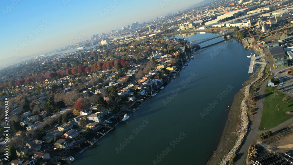 Aerial view Oakland Estuary, San Francisco, USA Aerial view Oakland Estuary, San Francisco, USA