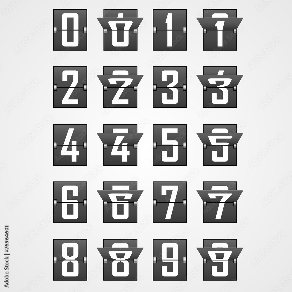 Numbers from Mechanical Scoreboard Alphabet Numbers from Mechanical Scoreboard Alphabet