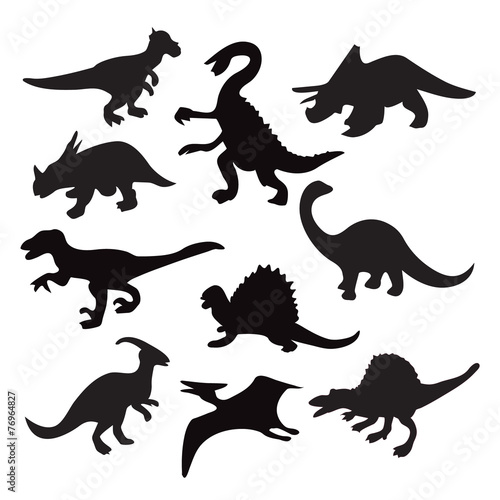 Fototapeta Naklejka Na Ścianę i Meble -  different dinosaur silhouette