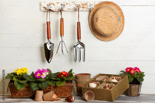 Garden tools hanging