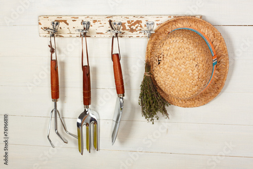 Garden tools hanging