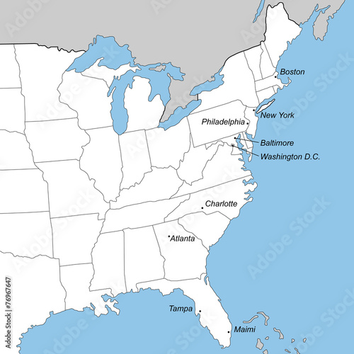 Ostküste der USA in weiß
