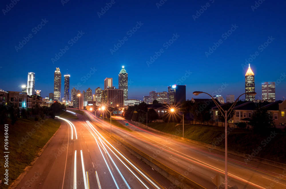 Atlanta downtown skyline during twilight