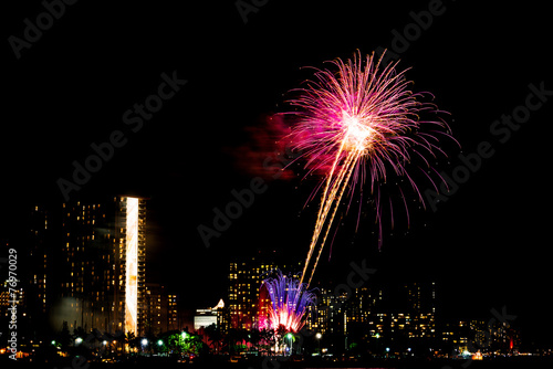 Fireworks in Waikiki in Honolulu, Hawaii, USA © Allen.G