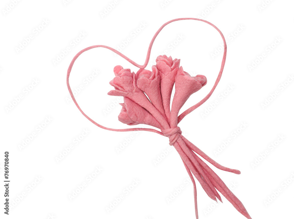 Bouquet of roses and heart silhouette isolated Bouquet of roses and heart silhouette isolated