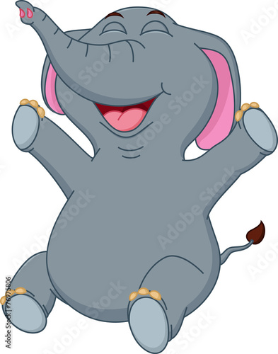 Happy Elephant cartoon sitting