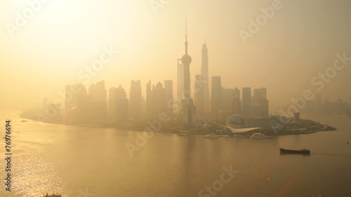 Time lapse Sunrise SWFC Shanghai Tower Huangpu River China photo