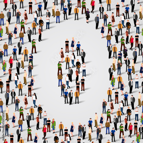 Large group of people in number 0 zero form