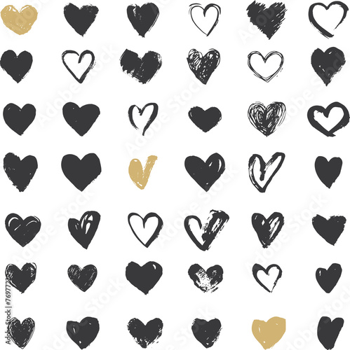 Heart Icons Set, hand drawn ions and illustrations for