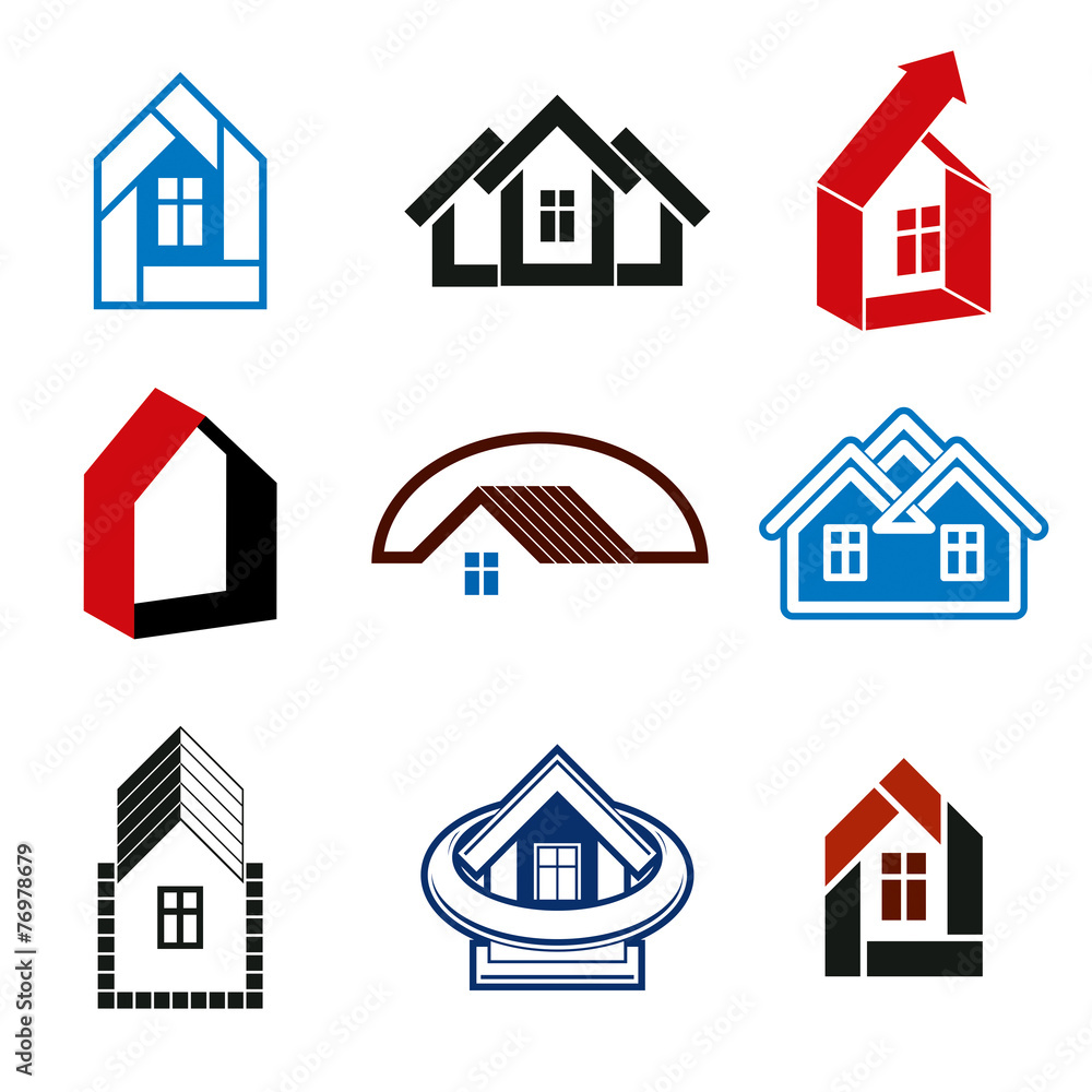 Growth trend of real estate industry - simple house icons. Abstr