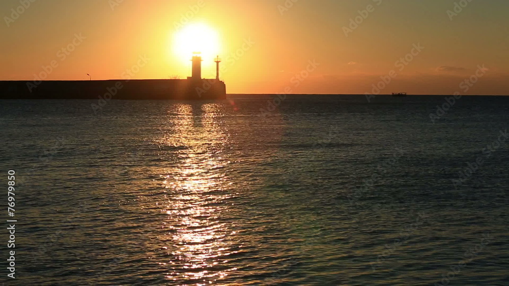 Beacon in Yalta at sunrise Beacon in Yalta at sunrise