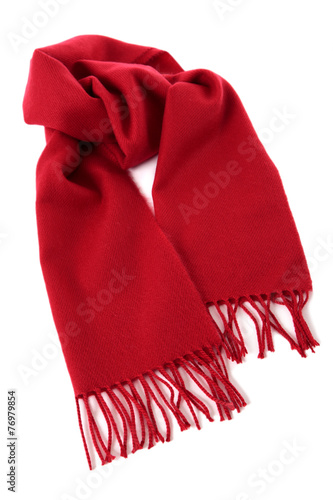 Red winter scarf isolated white background photo photo