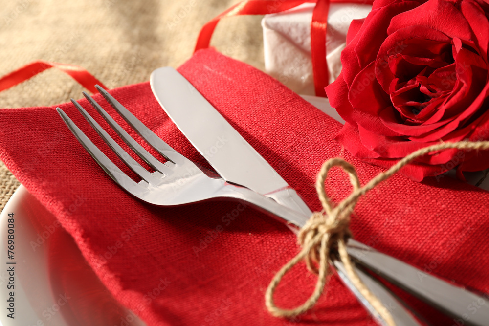 Festive table setting for Valentine Day Festive table setting for Valentine Day