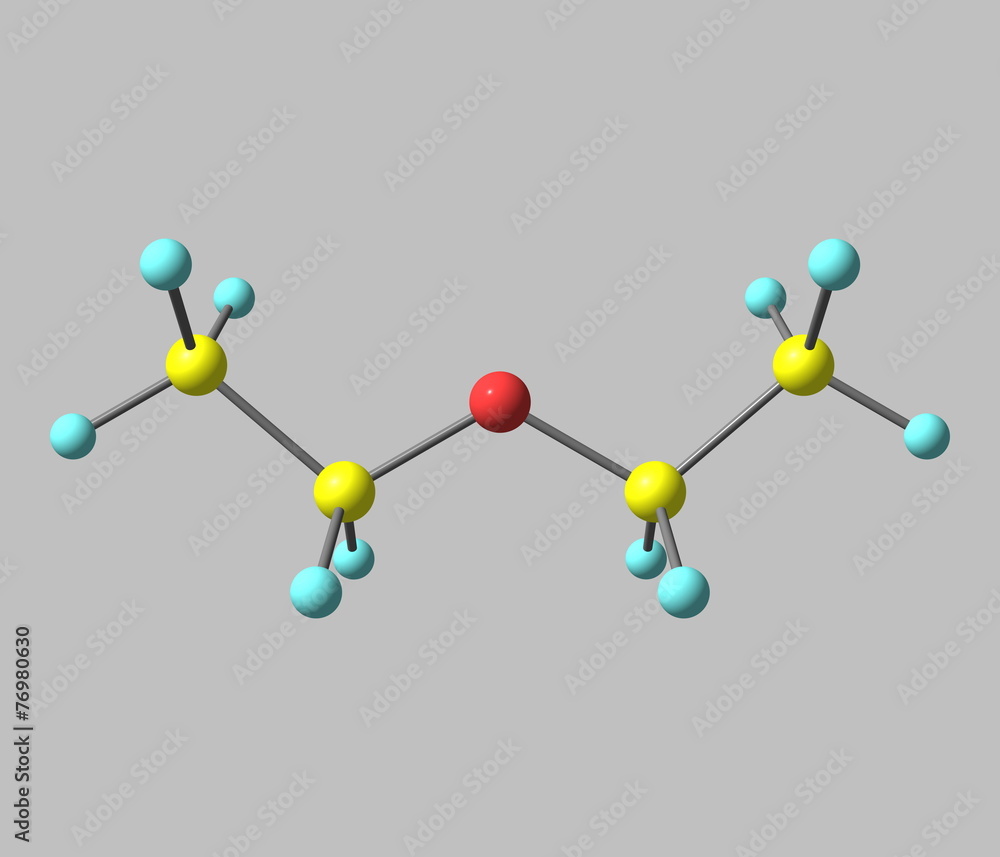 Diethyl ether molecule isolated on grey Diethyl ether molecule isolated on grey