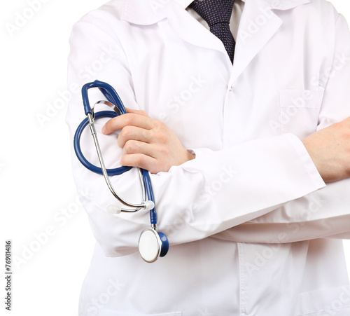 Male doctor with stethoscope isolated on white © Africa Studio