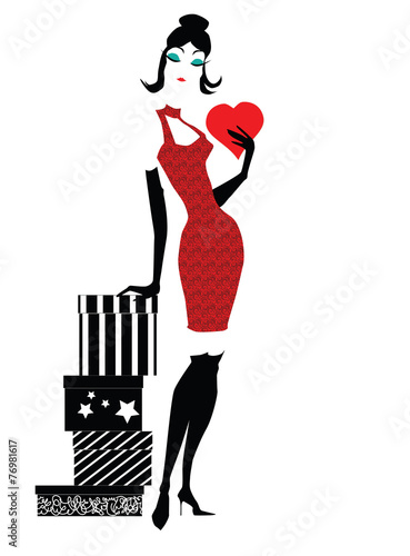 stylish woman with presents