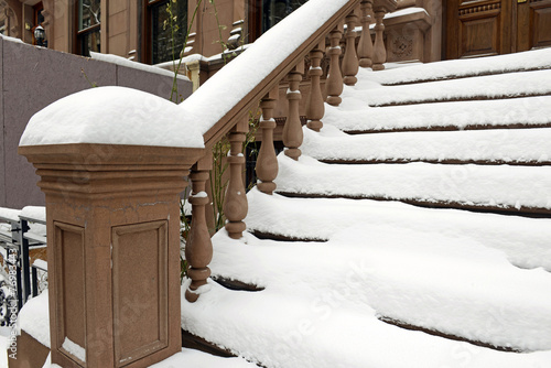 Photography Entrance Staircase on Brownstone Apartment Building, Manhattan