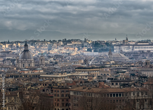Panorama of Rome, with skyline of Pantheon