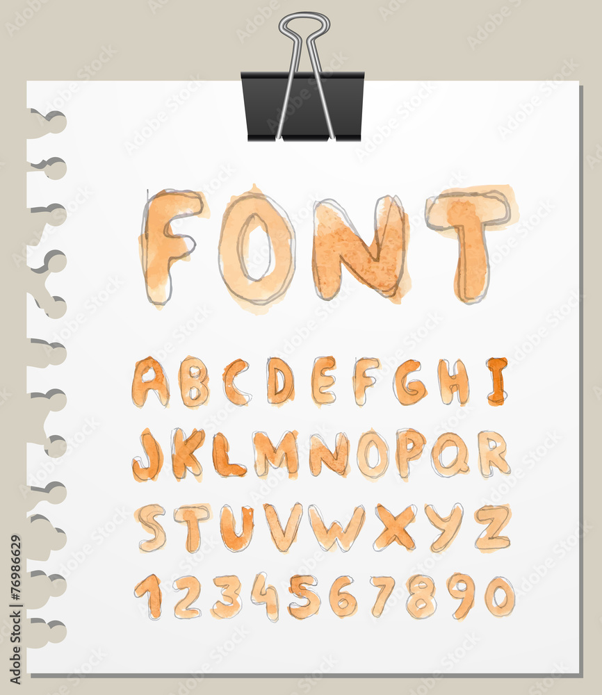 Fototapeta premium Font Watercolor. Handwritten Vector illustration.