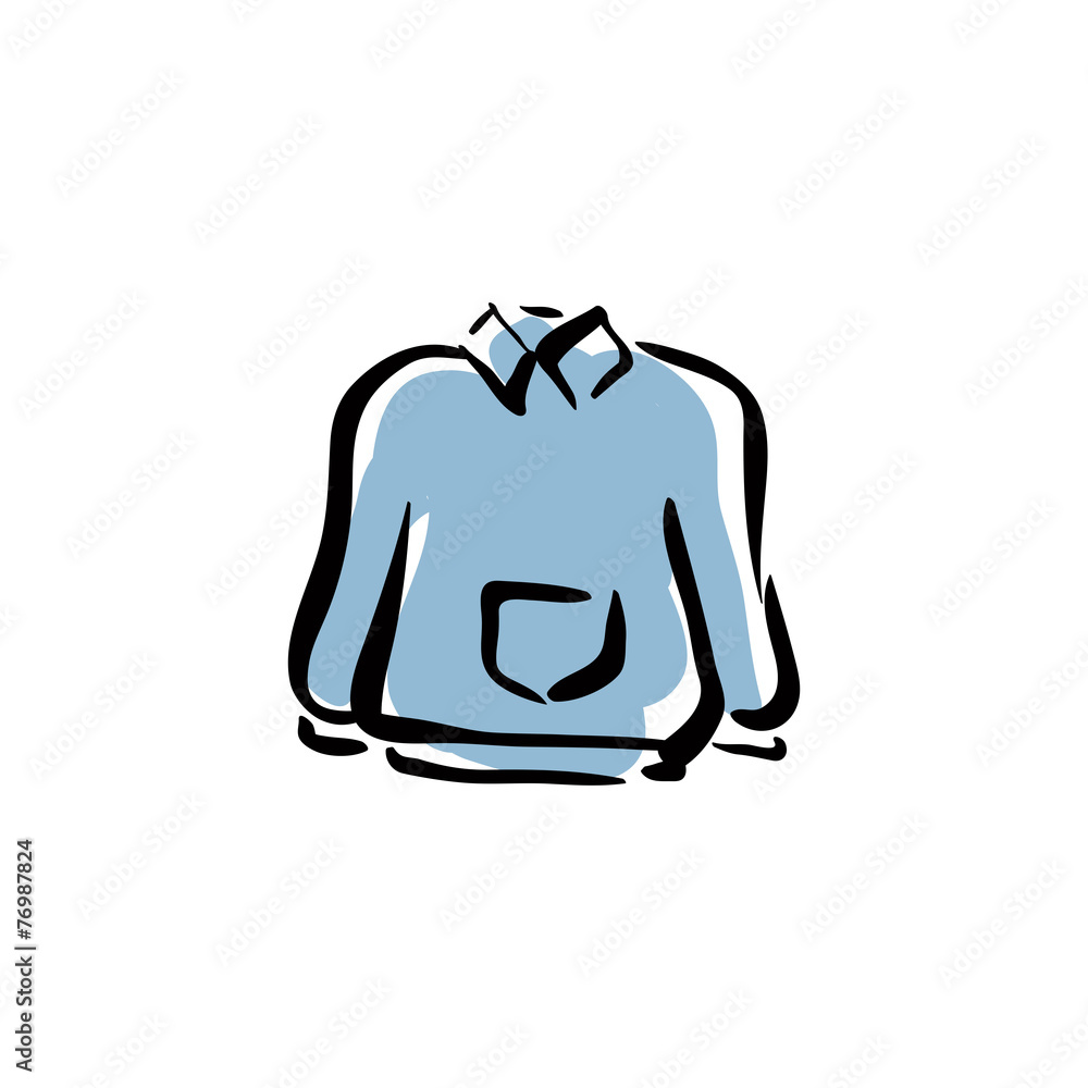 Illustrated blue sweater for men, isolated hand drawn vector clo Illustrated blue sweater for men, isolated hand drawn vector clo