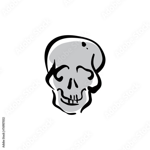 Illustrated vector hand drawn human skull icon.