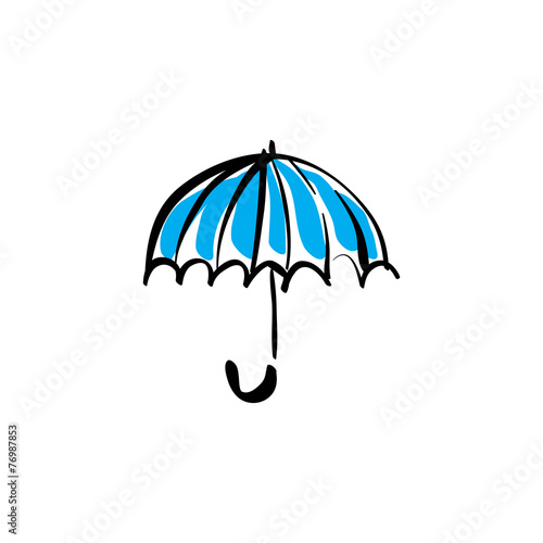 Illustrated vector open umbrella on white background.