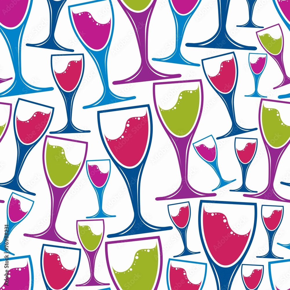 Winery theme seamless pattern, decorative stylish wine goblets.