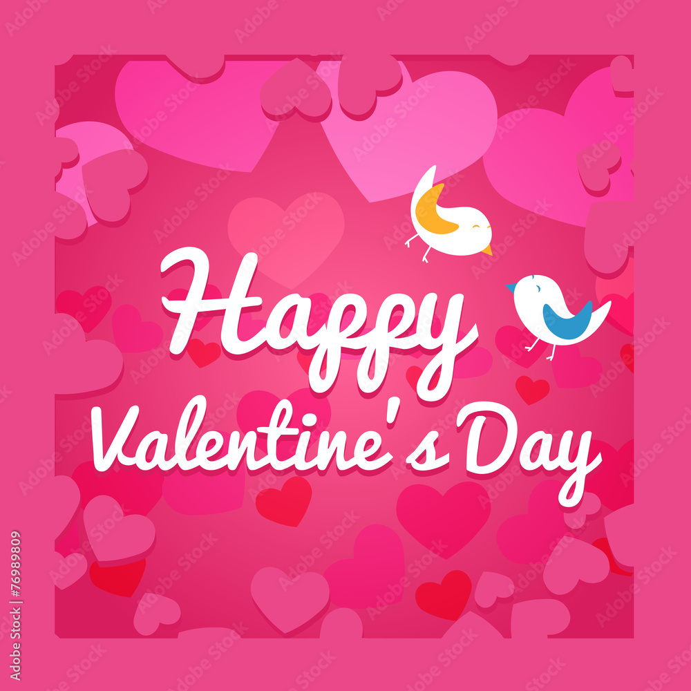 Vector Valentine's Day greeting card with lovely birds and heart