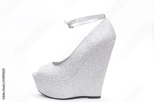 Womens high heels on white background