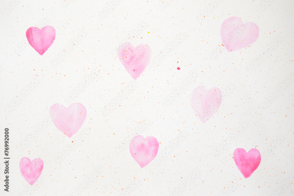 painted pink hearts on a paper