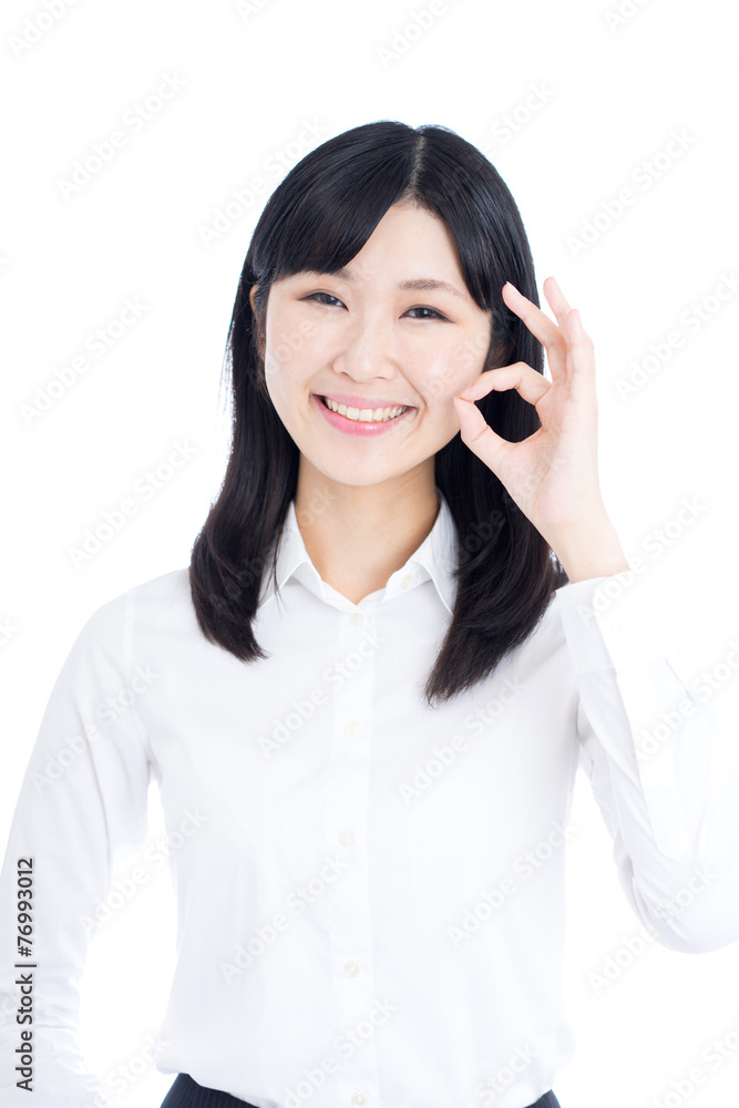 OKのジェスチャーをする女性 OKのジェスチャーをする女性
