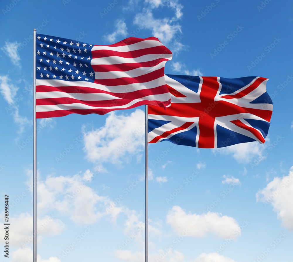 flags of usa and United Kingdom