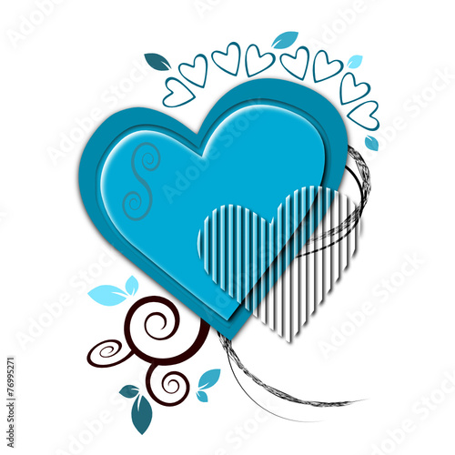 Illustration autour d'un coeur bleu