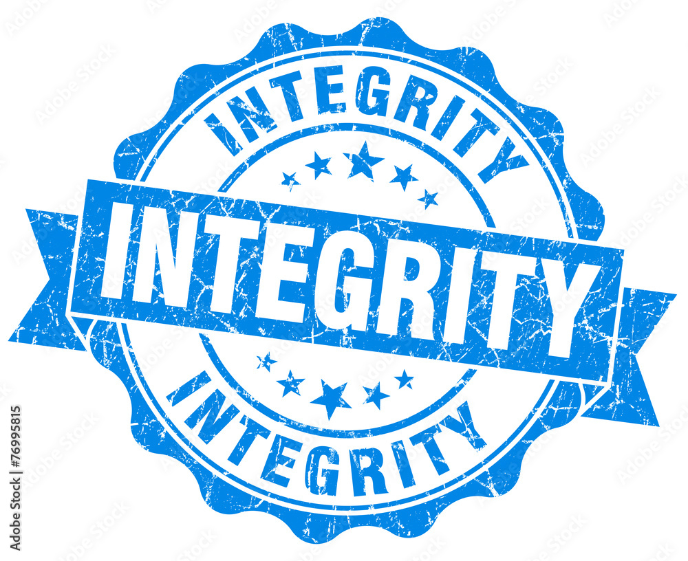 Fototapeta premium integrity blue grunge seal isolated on white