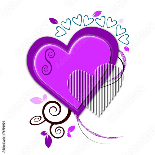 Illustration autour d'un coeur mauve