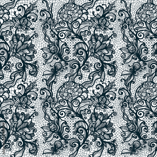 Abstract seamless lace pattern with flowers.