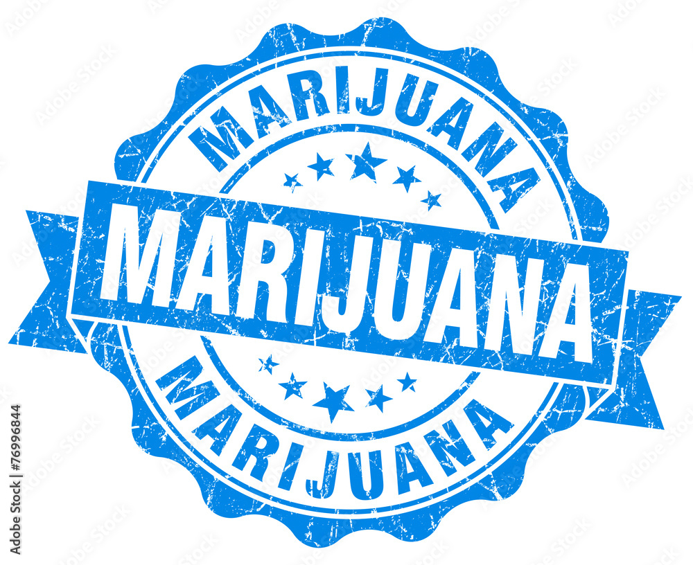 Fototapeta premium marijuana blue grunge seal isolated on white