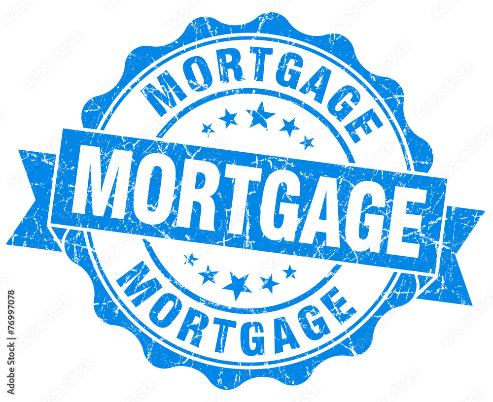 mortgage blue grunge seal isolated on white mortgage blue grunge seal isolated on white