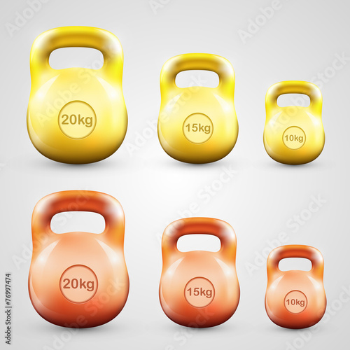 Kettlebell set color. Vector