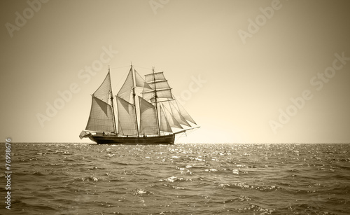 Old three mast schooner photo