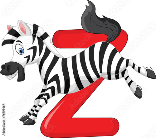 Cartoon zebra with alphabet Z