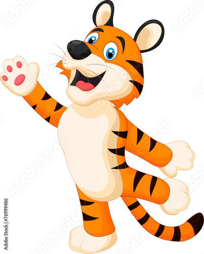 Fototapeta Naklejka Na Ścianę i Meble -  Happy cartoon tiger posing