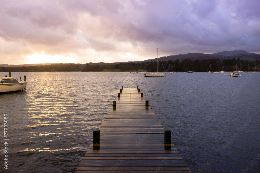 Fototapeta premium Jetty in Lake District national park, England, UK