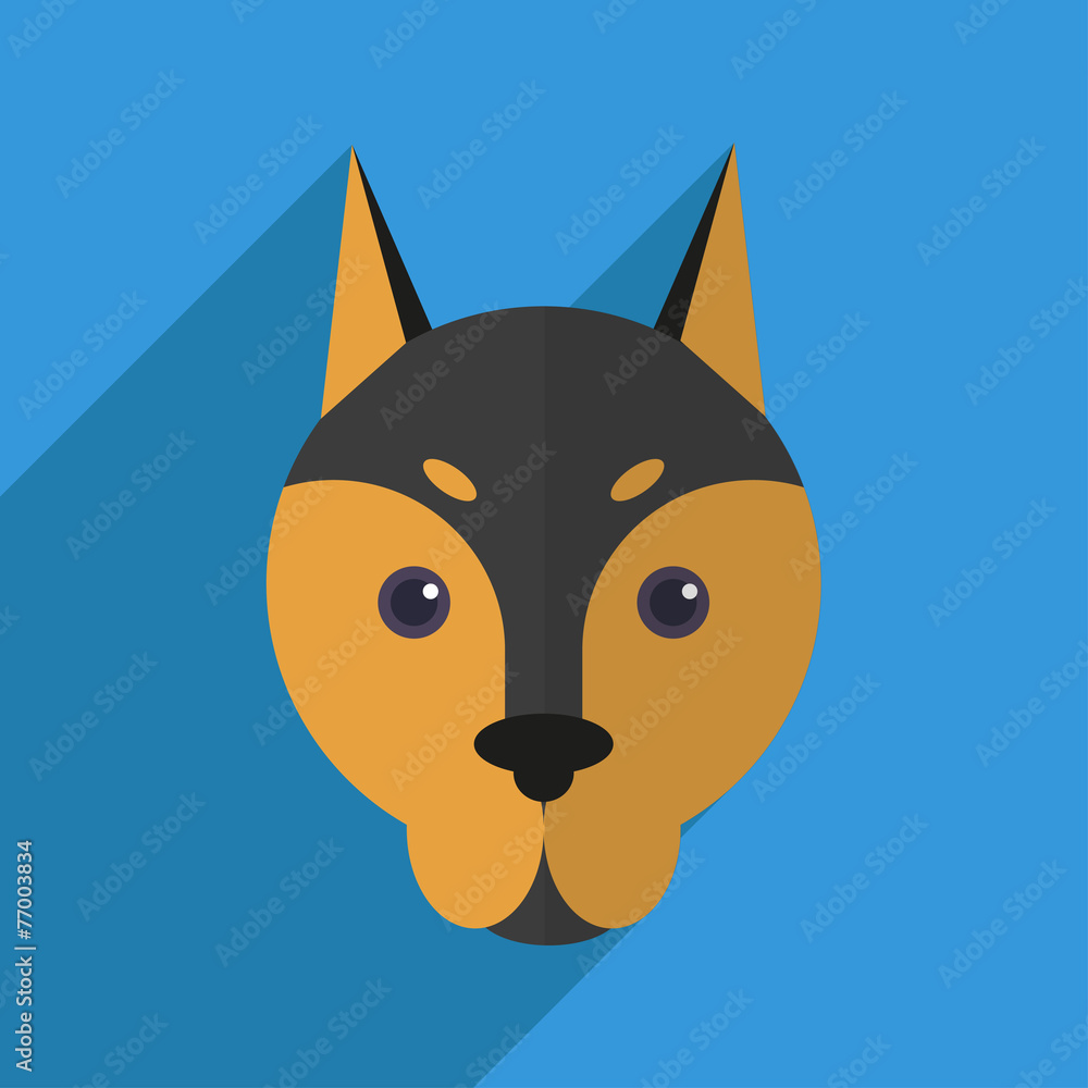 Vector illustration of a cute dog with a long shadow