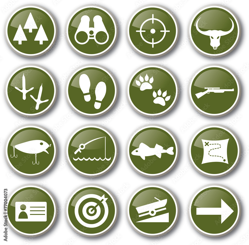 hunting and fishing icon set hunting and fishing icon set