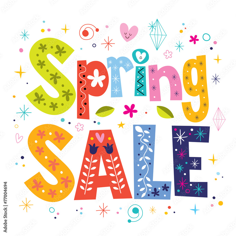 Fototapeta premium Spring sale decorative lettering type design